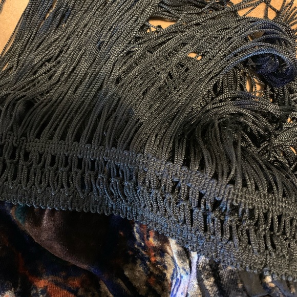 Inc International velvet burn out feather prints 3/4 sleeve kimono duster goth - Picture 5 of 10